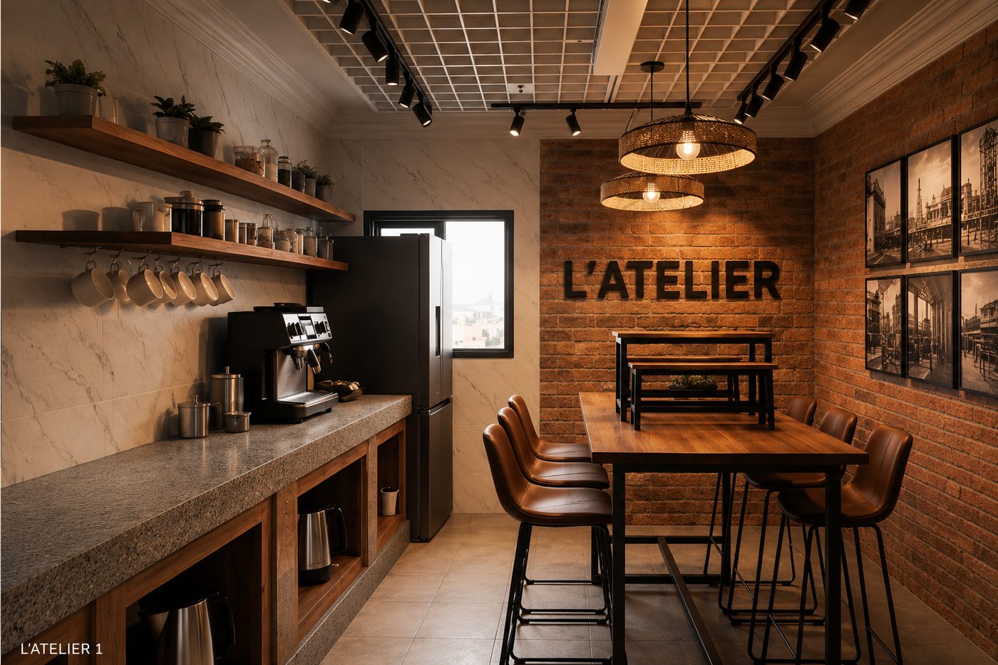 Espace café et coin détente de L'Atelier